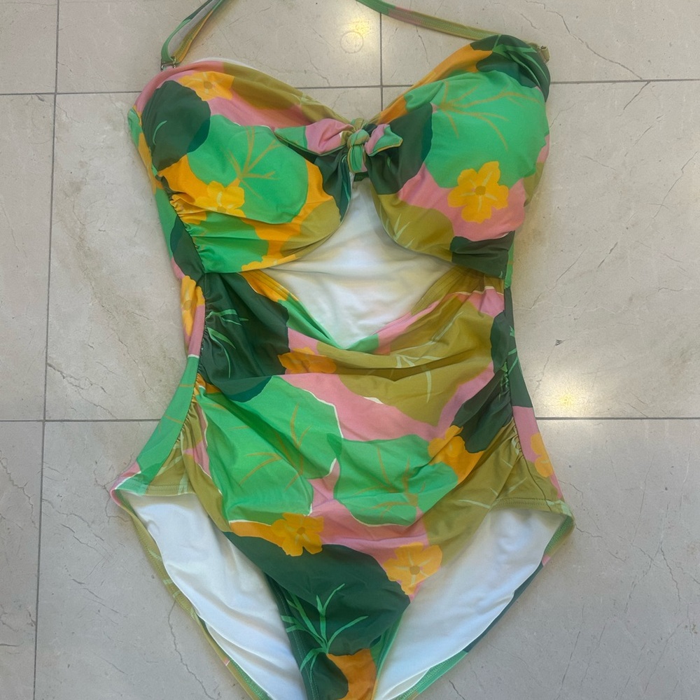 kate spade Green Pink Yellow Floral One-Piece Swimsuit